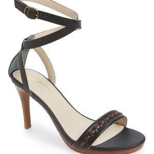 SEYCHELLES DARING STACKED STILETTO SANDALS BLACK SIZE 9 NWOT